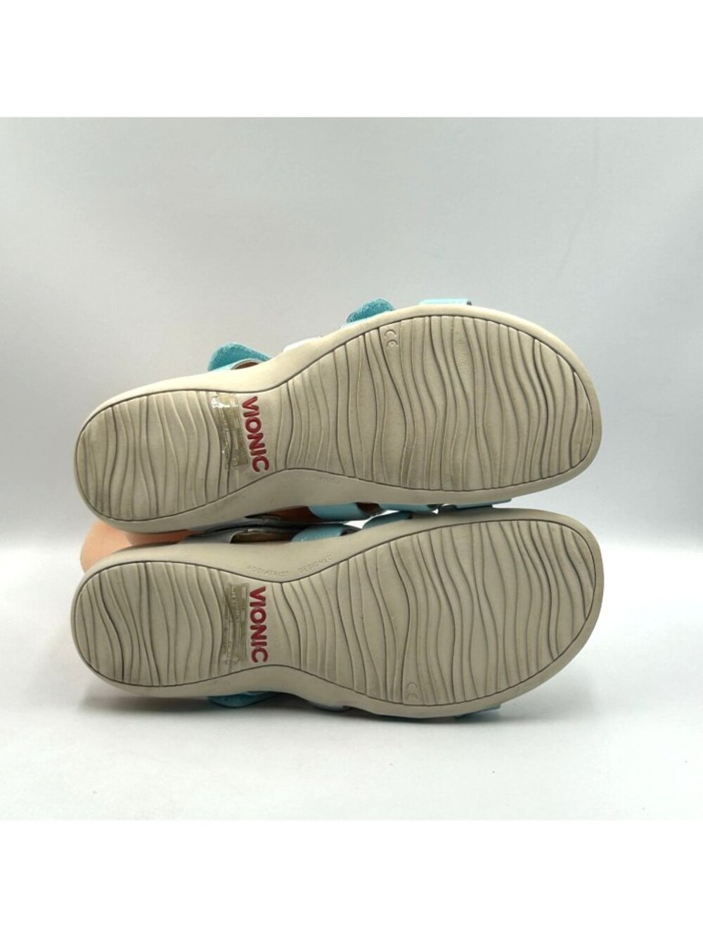 Vionic Women's Silver Blue Leather Hadlie Orthotic Slide Sandals Size 10 3525 - Picture 4 of 16